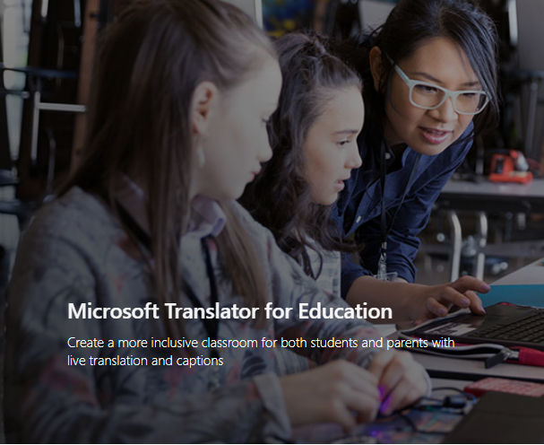 Screenshot of Microsofts Translator for Education Page