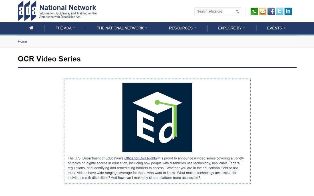 U.S. Department of Education Office for Civil Rights video series home page screenshot