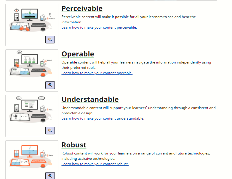 Screenshot of the National Accessible Educational Materials Center POUR Principles